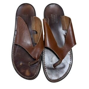 Munro Sport Mens Leather Flip Flop Sandals Brown Slip On Size Unknown